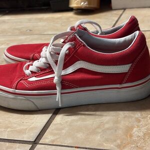 Vans Red Low-Top Sneakers with White Stripe
